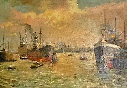 Havengezicht Rotterdam rond 1910