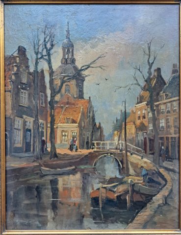 1323, Stadsgezicht met kerk en gracht