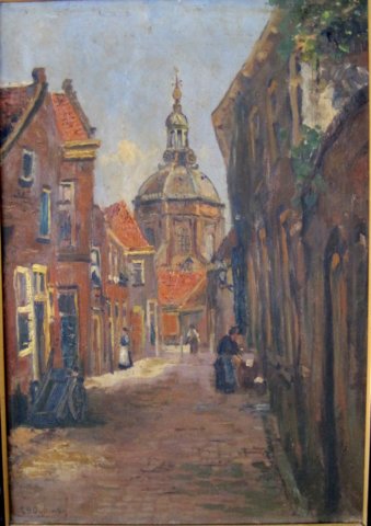 Stadsgezicht Leiden met Marekerk